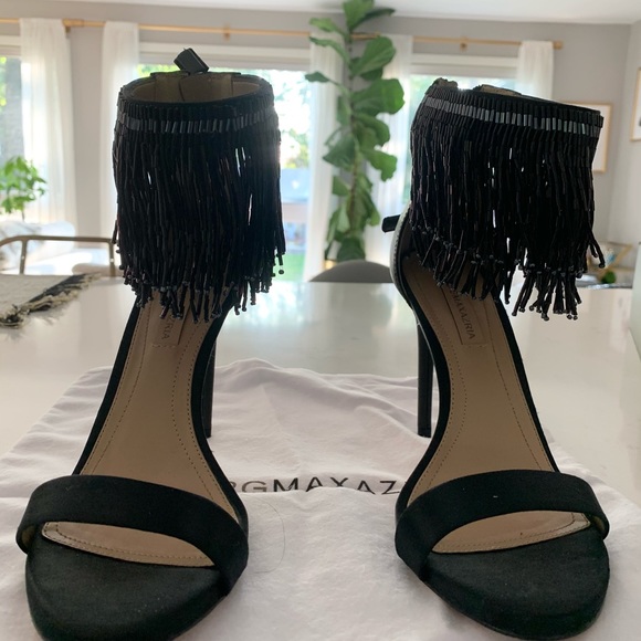 Black BCBGMaxAzria stiletto sandals w/ tassels - Picture 5 of 7